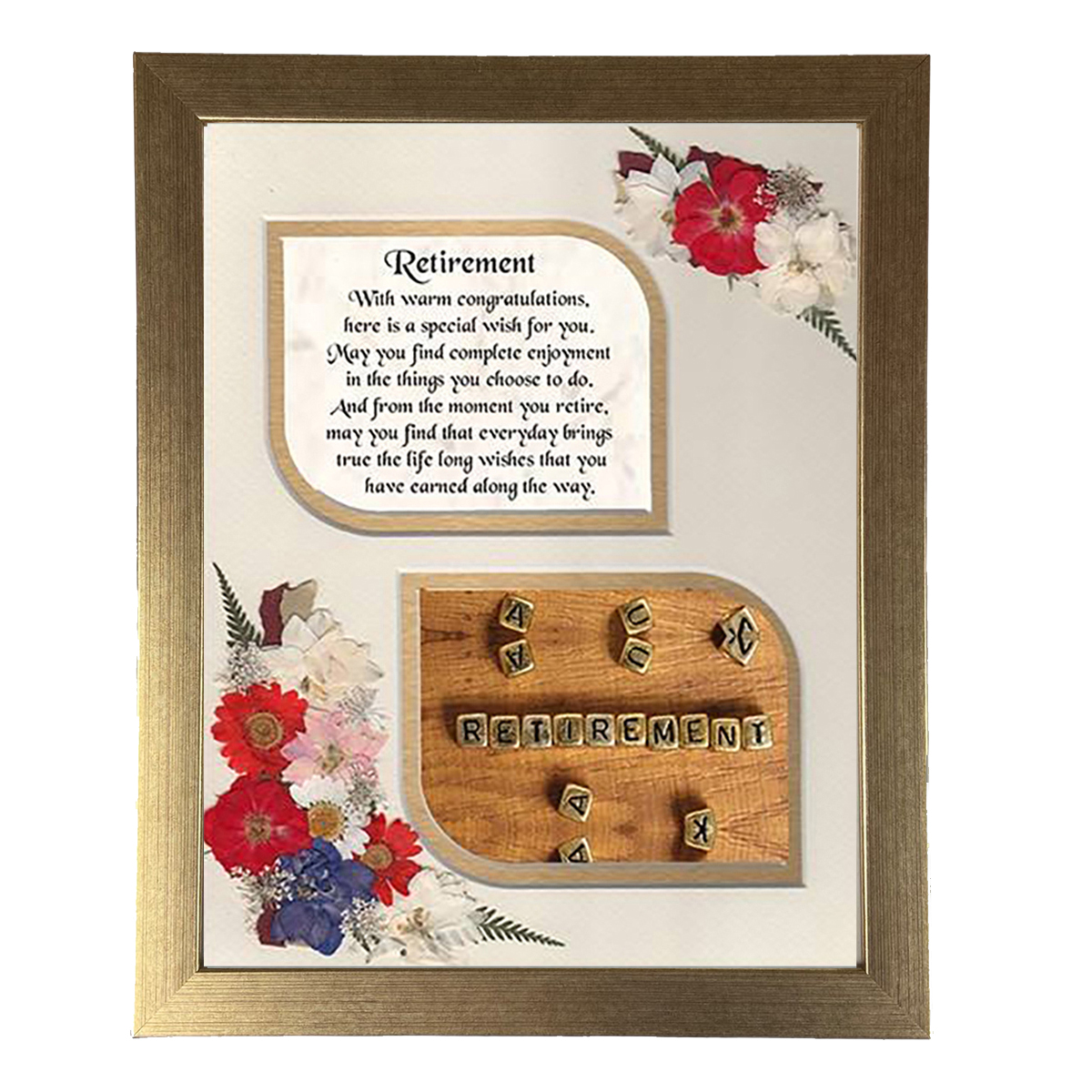 Personalised Retirement Frame - Flowers & Verse with Photo