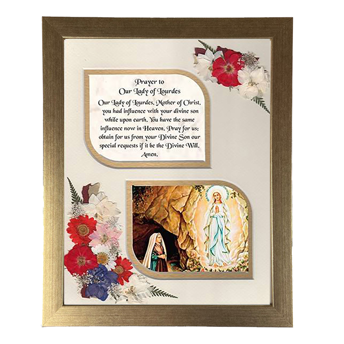 Our Lady of Lourdes Frame - Flowers & Verse & Photo