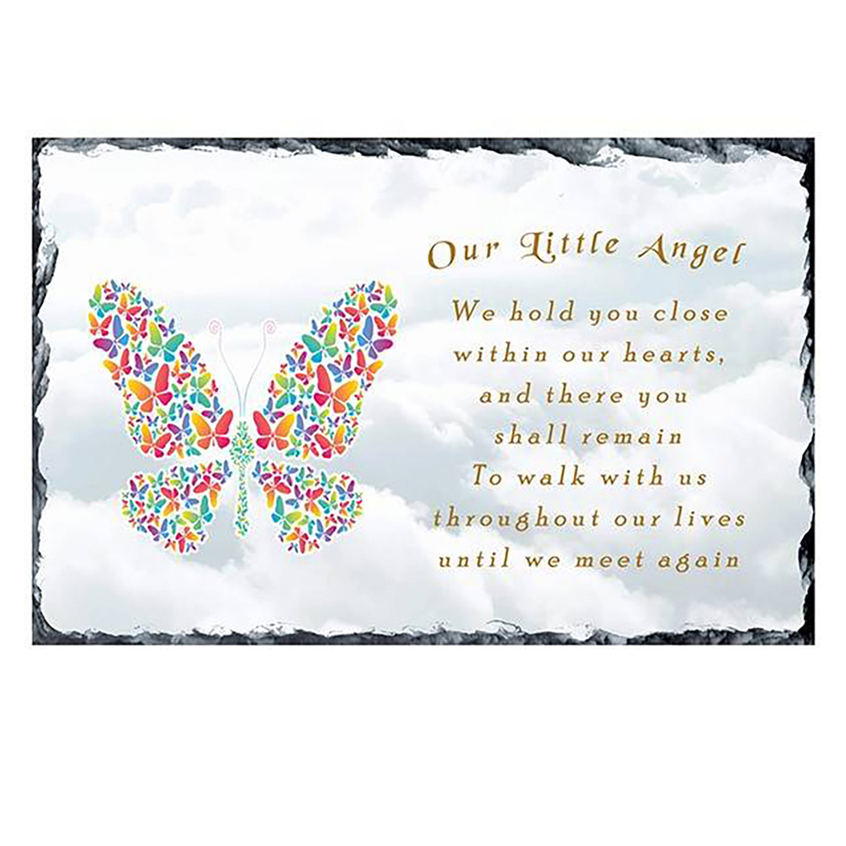 Personalsied Remembrance Slate - White Clouds Heavens Butterfly Landscape