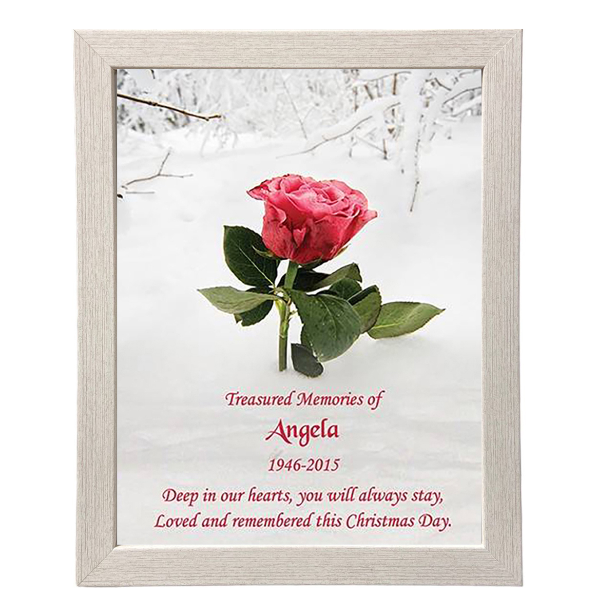 Christmas Remembrance Frame - Pink Rose in Snow