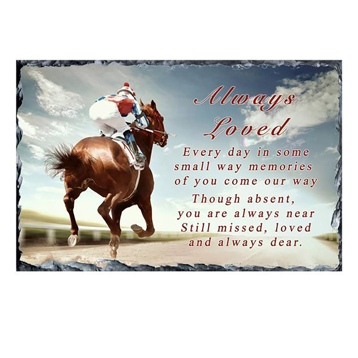 Personalsied Remembrance Slate - Remembrance Racing Horse