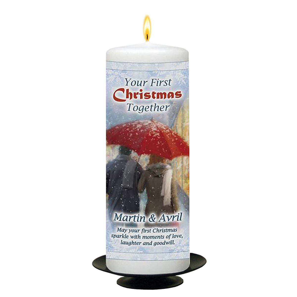 Personalised Christmas Candle Gift - Your First Christmas - Couple & Umbrella
