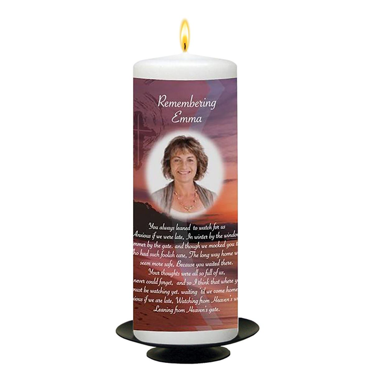 Personalised Remembrance Candle - Beach with Photo