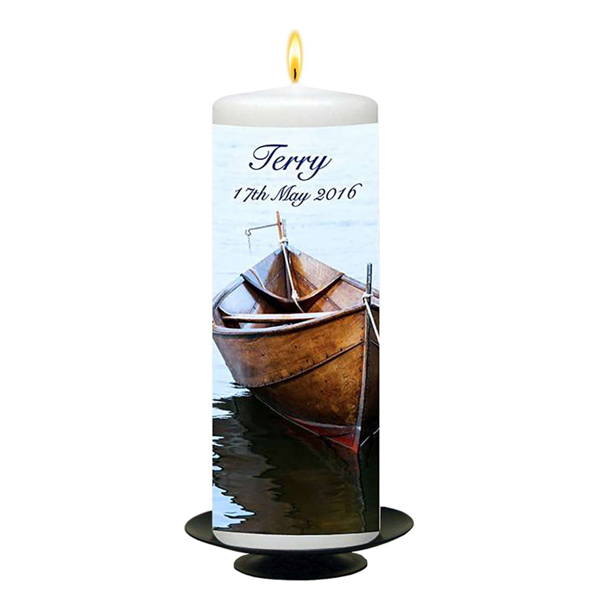 Personalised Remembrance Candle - Boat On Water