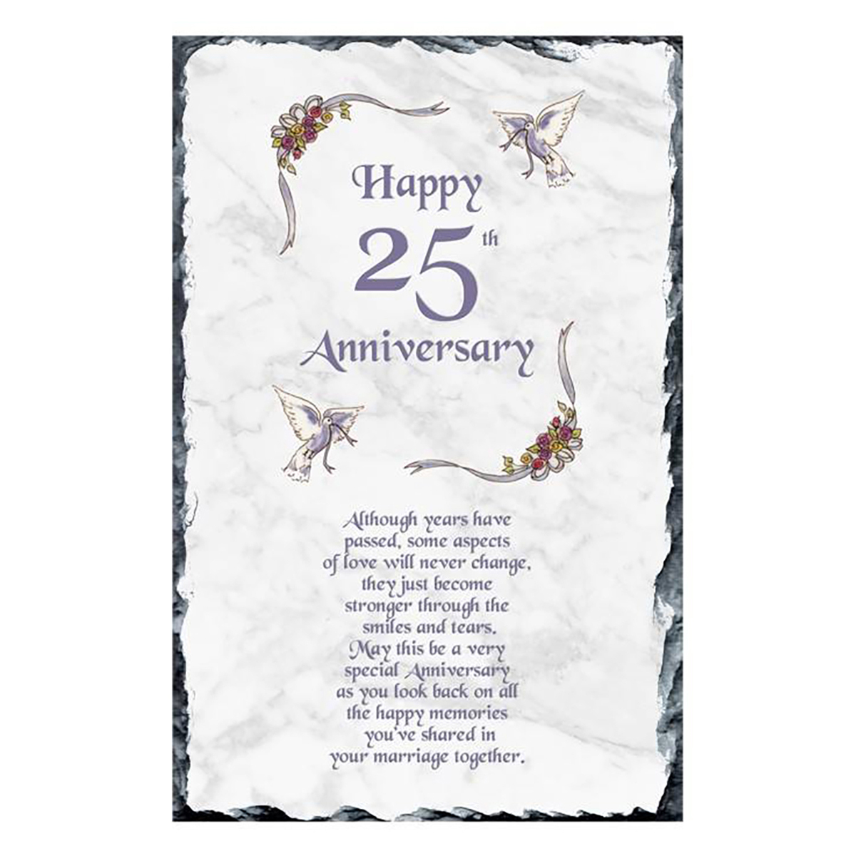 Personalised Wedding Anniversary Slate Gift - Ribbons 25th (Silver) Anniversary