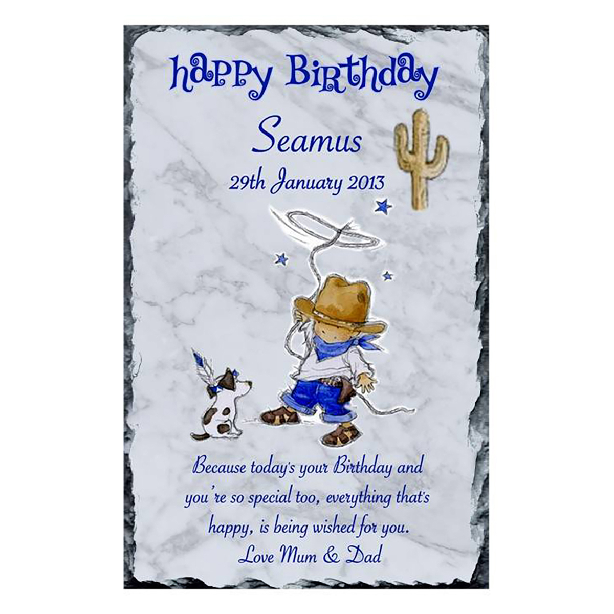 Personalsied Birthday Slate Gift - Cowboy