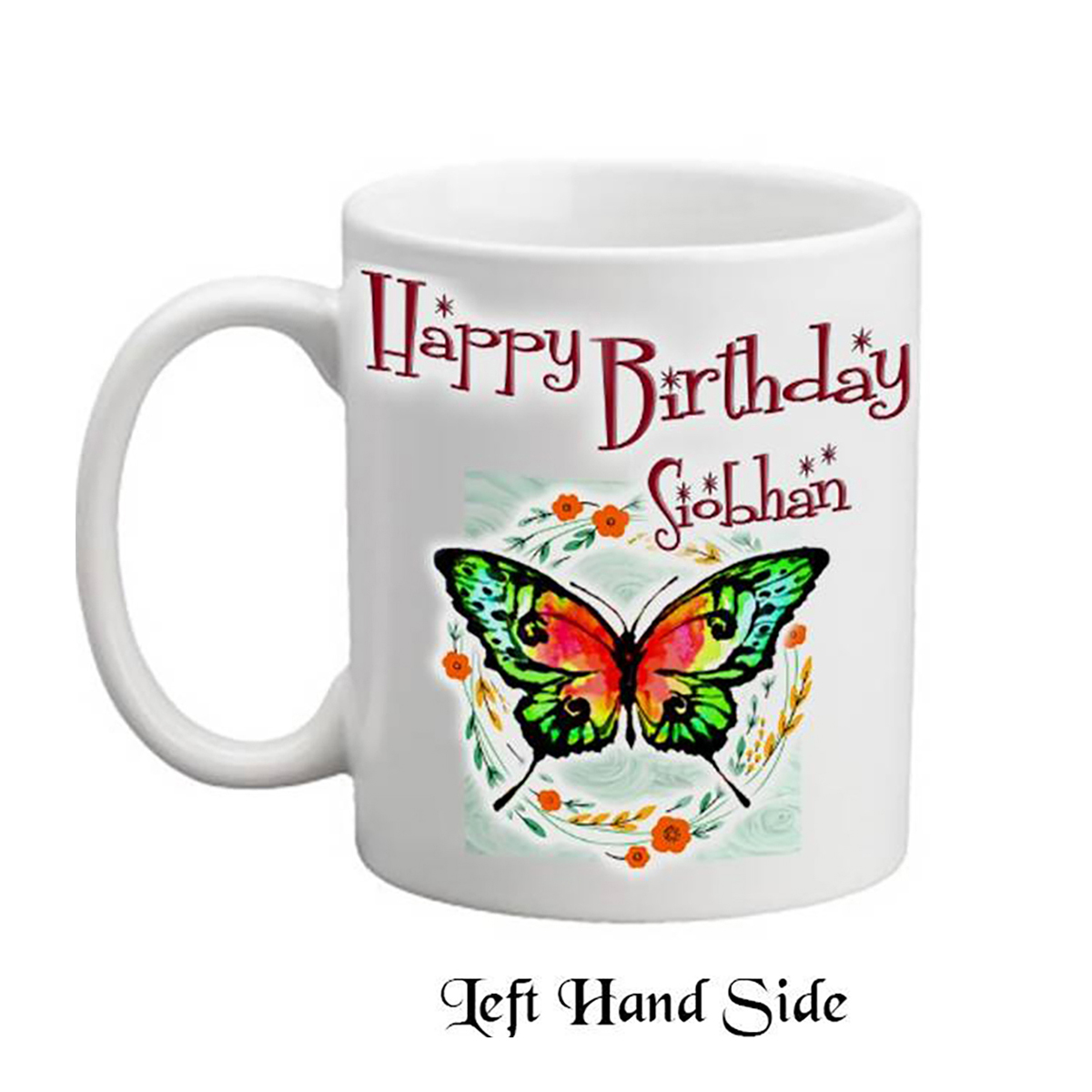 Personalised Birthday Mug Gift - Green Butterfly