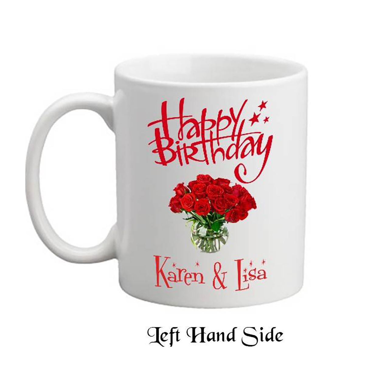 Personalised Birthday Mug Gift - Red Roses