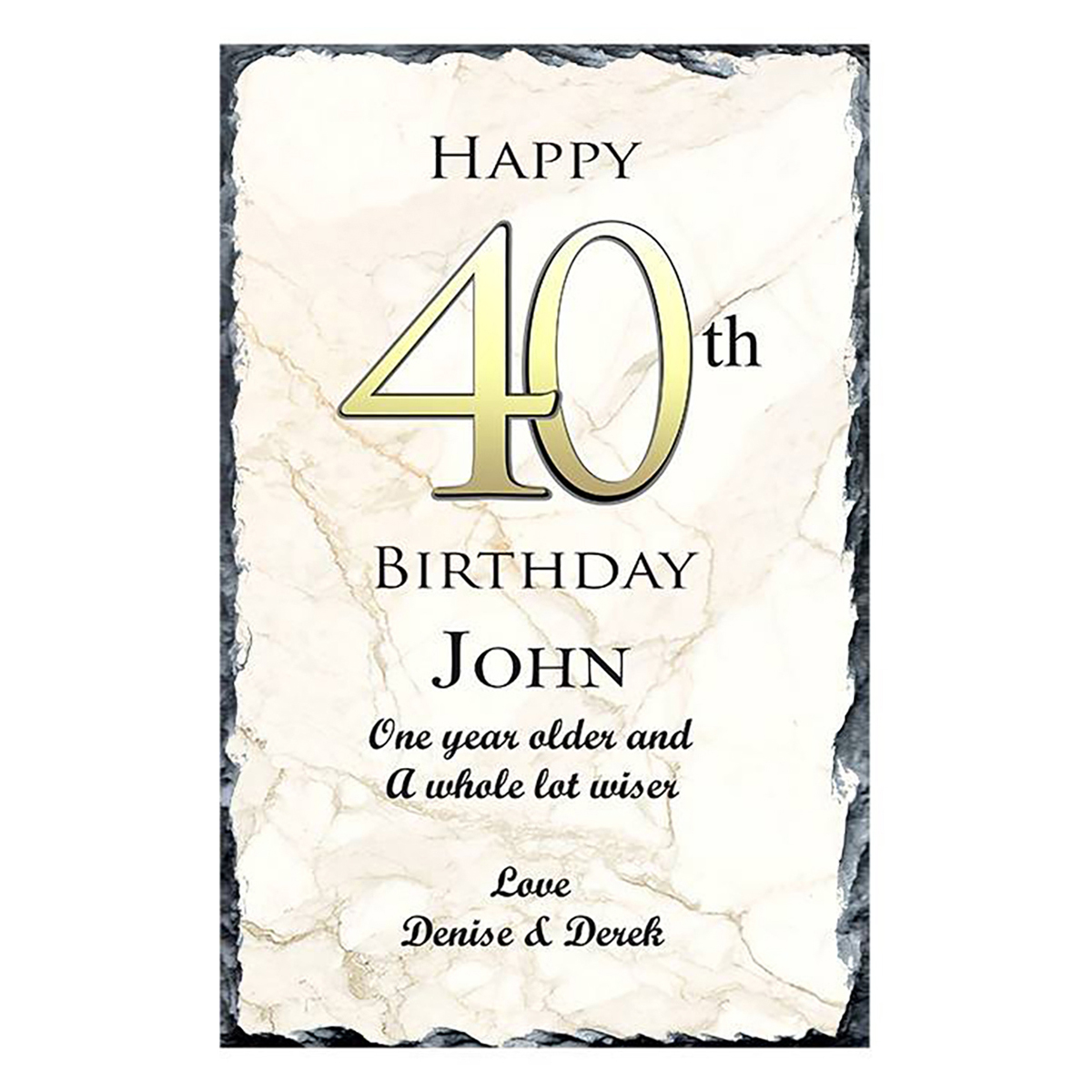 Personalsied Birthday Slate Gift - 40th Birthday Delight Gold
