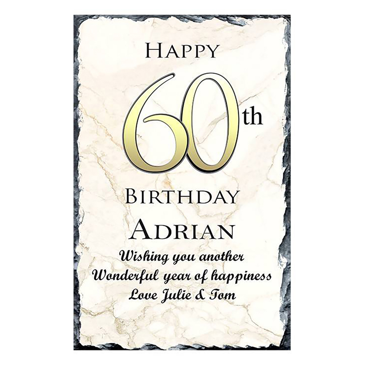 Personalsied Birthday Slate Gift - 60th Birthday Delight Gold
