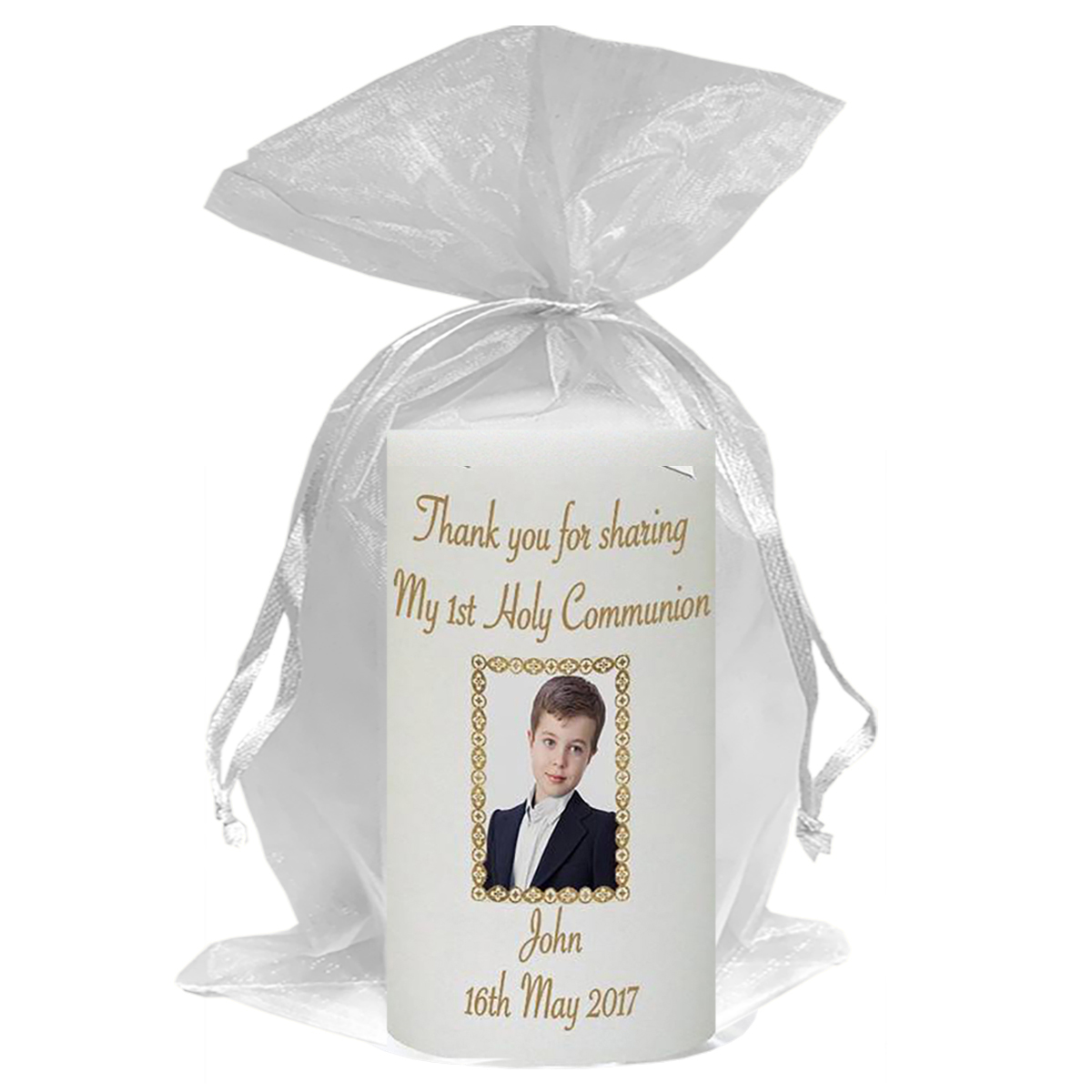 Personalised 1st Holy Communion Favour - Boy Gold Frame with Photo