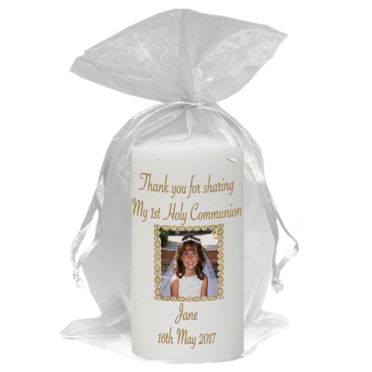 Personalised 1st Holy Communion Favour - Girl Gold Frame with Photo