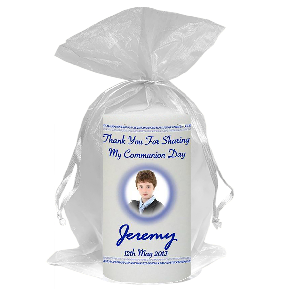 Personalised 1st Holy Communion Favour - Boy Blue Border with Photo