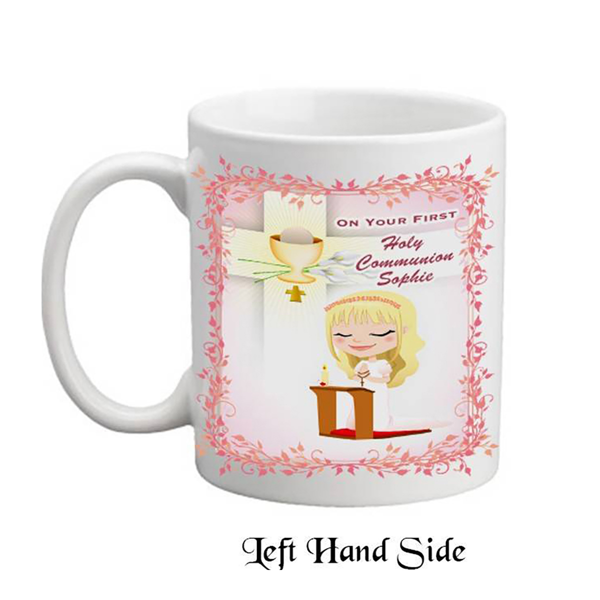 Personalised 1st Holy Communion Mug Gift - Girl & Chalice Personalised