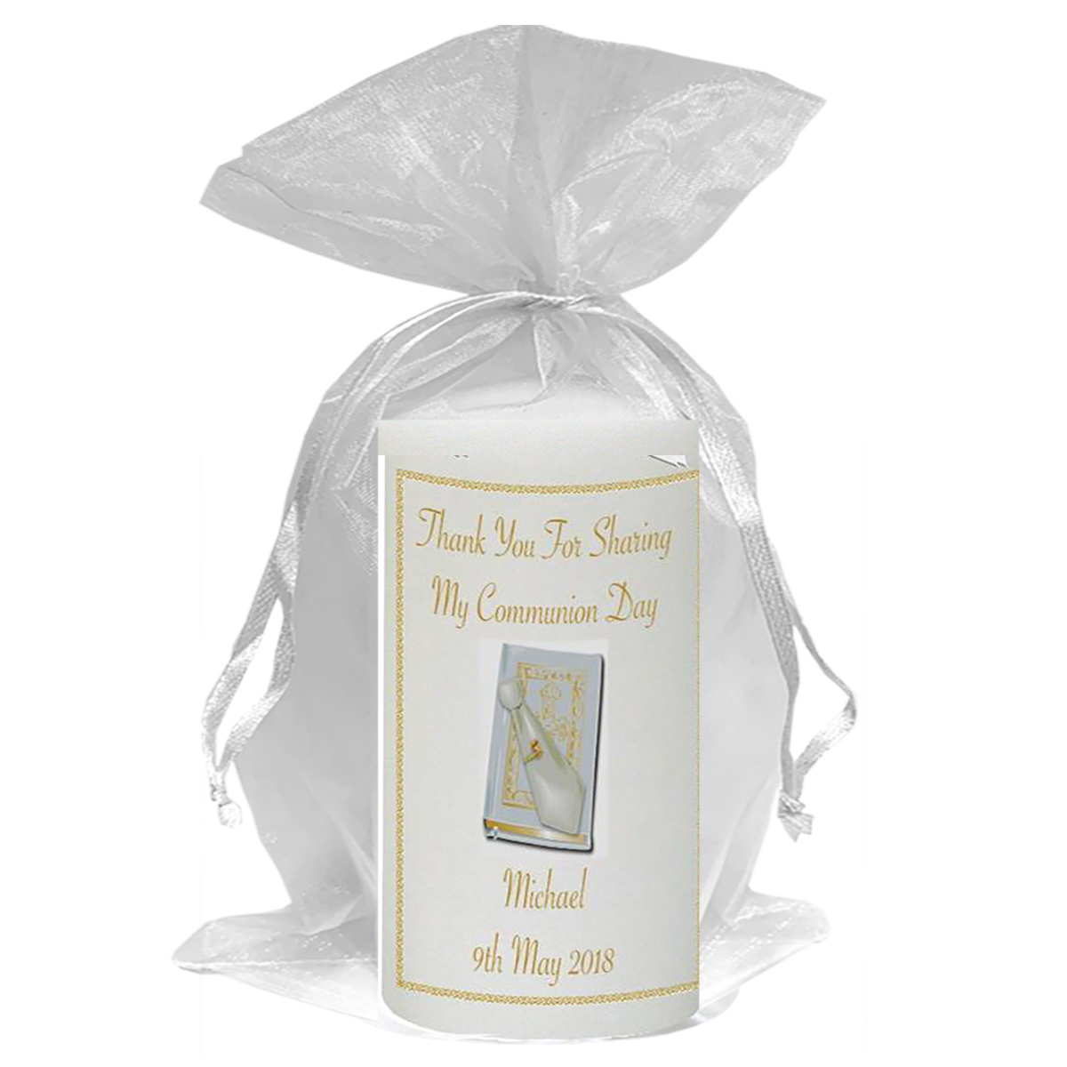 Personalised 1st Holy Communion Candle - Bible & Tie