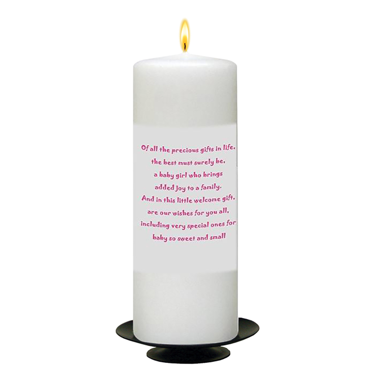 Personalised Girls Christening Candle - Jungle Pink Family with Photo