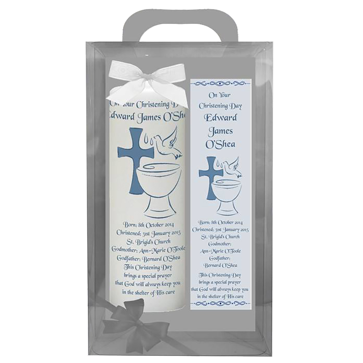 Personalised Boys Christening Candle - Font