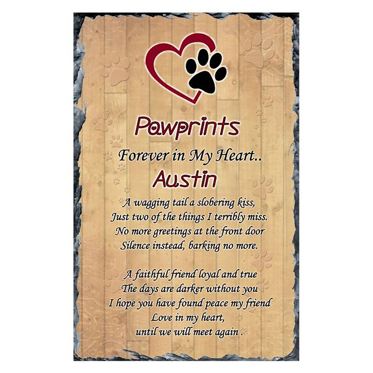 Personalsied Remembrance Slate - Pawprints