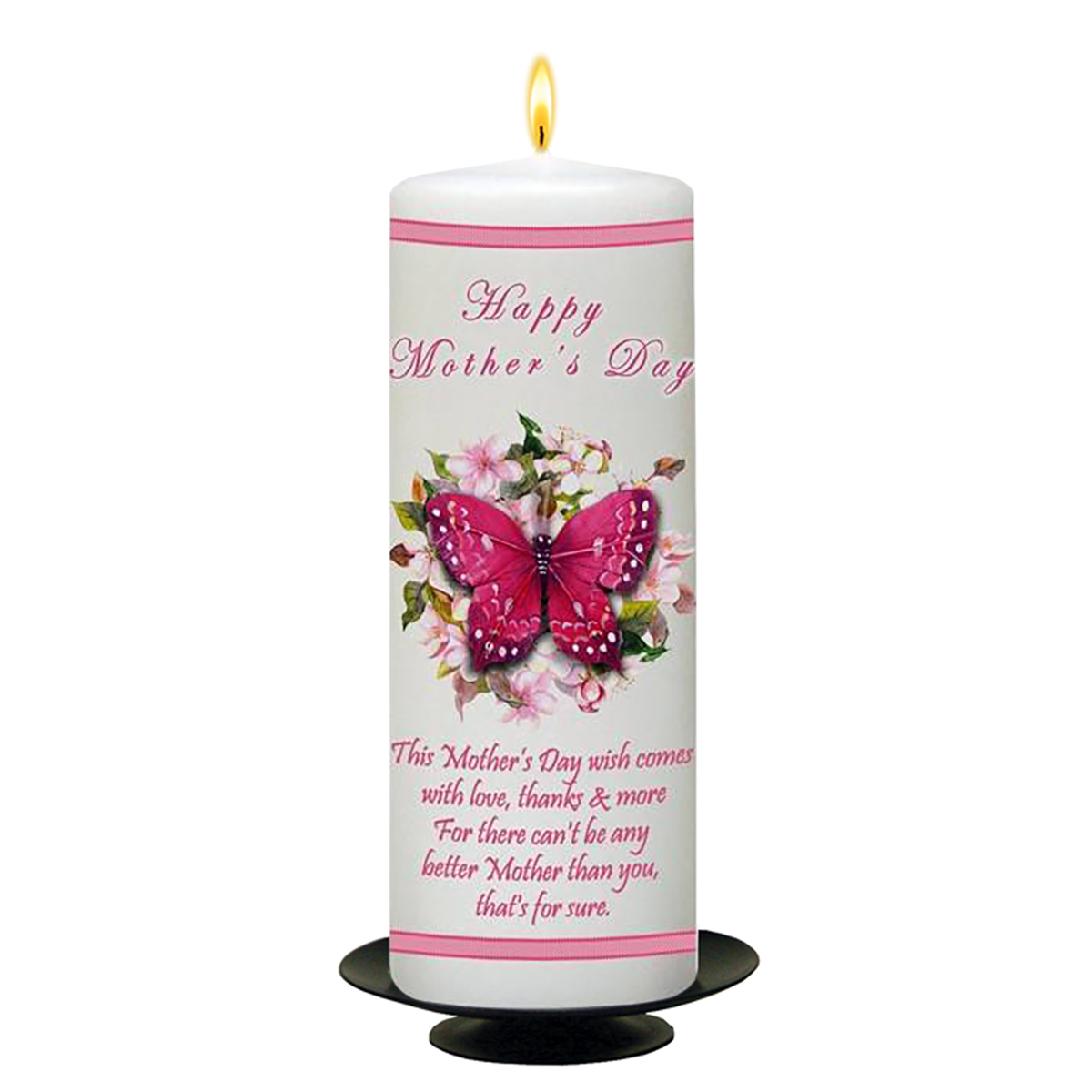 Personalised Mothers Day Candle Gift - Pink Butterfly