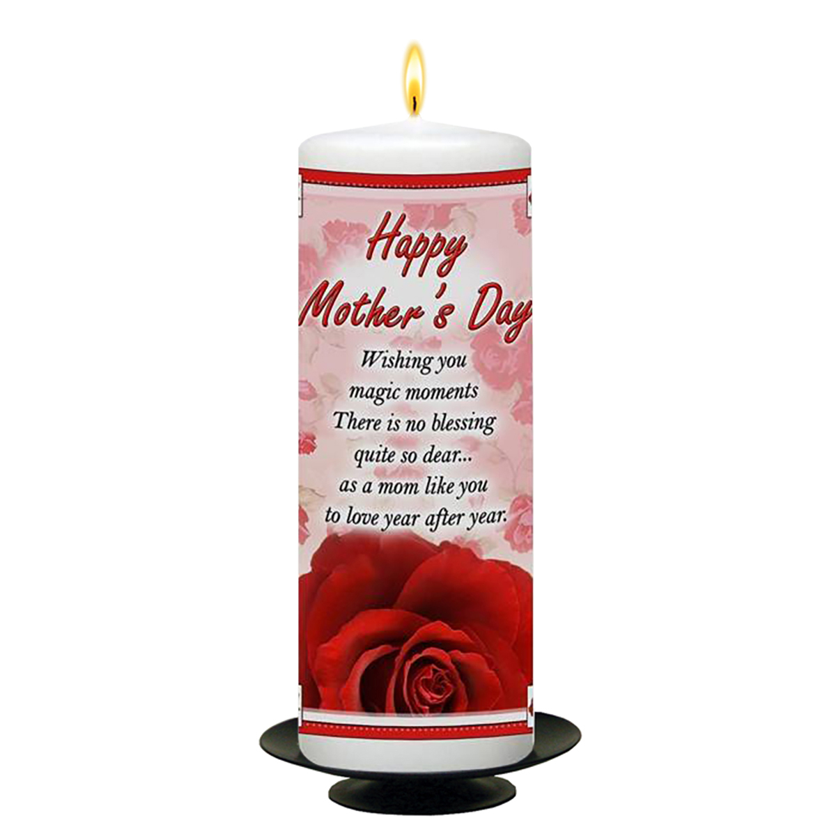 Personalised Mothers Day Candle Gift - Red Roses