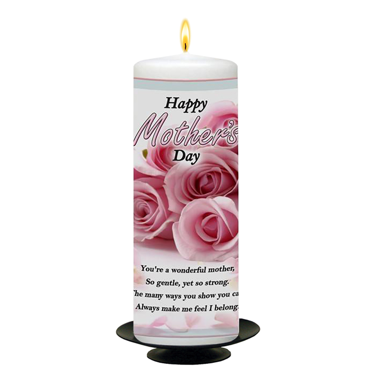 Personalised Mothers Day Candle Gift - Bunch of Pink Roses