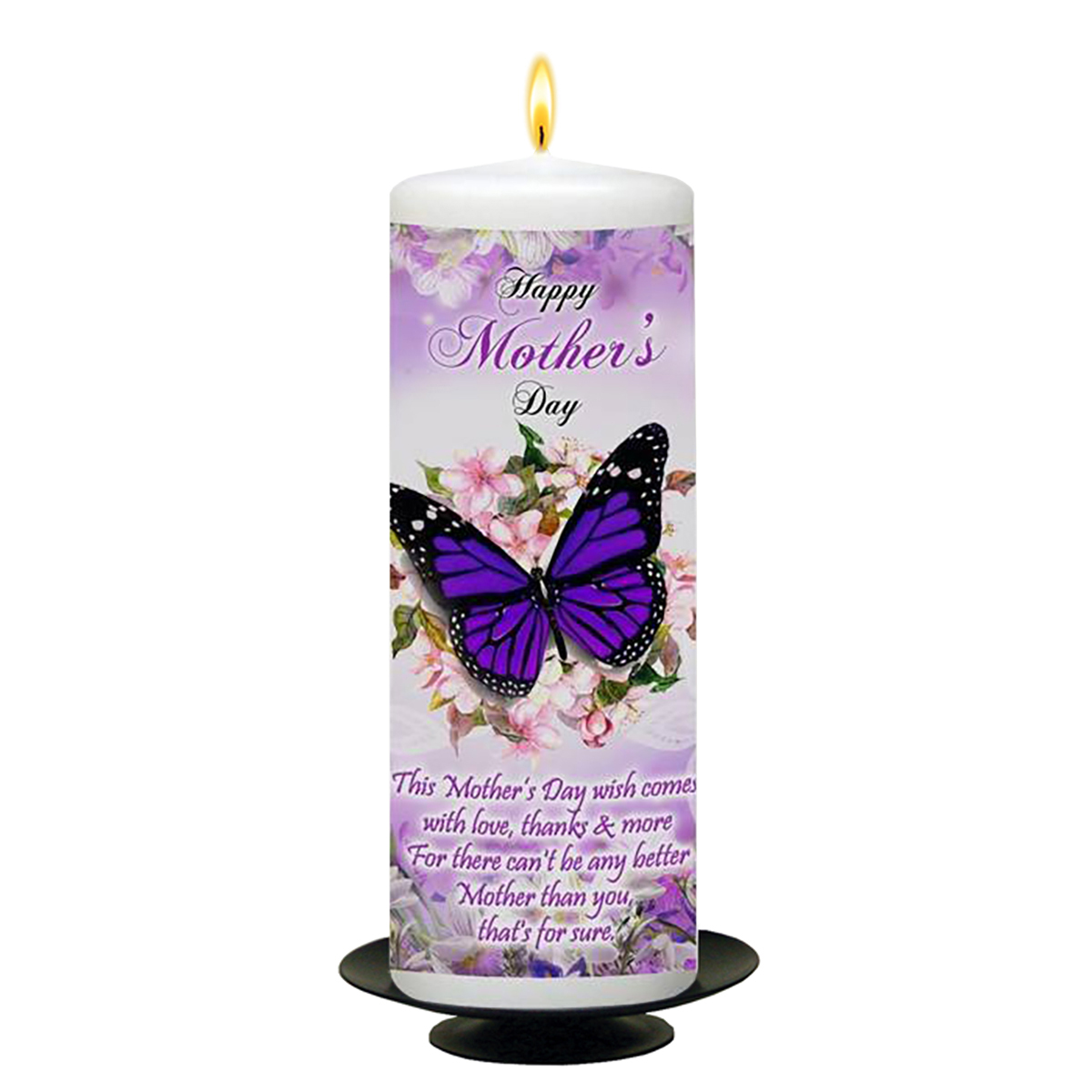Personalised Mothers Day Mothers Day Candle Gift - Purple Butterfly
