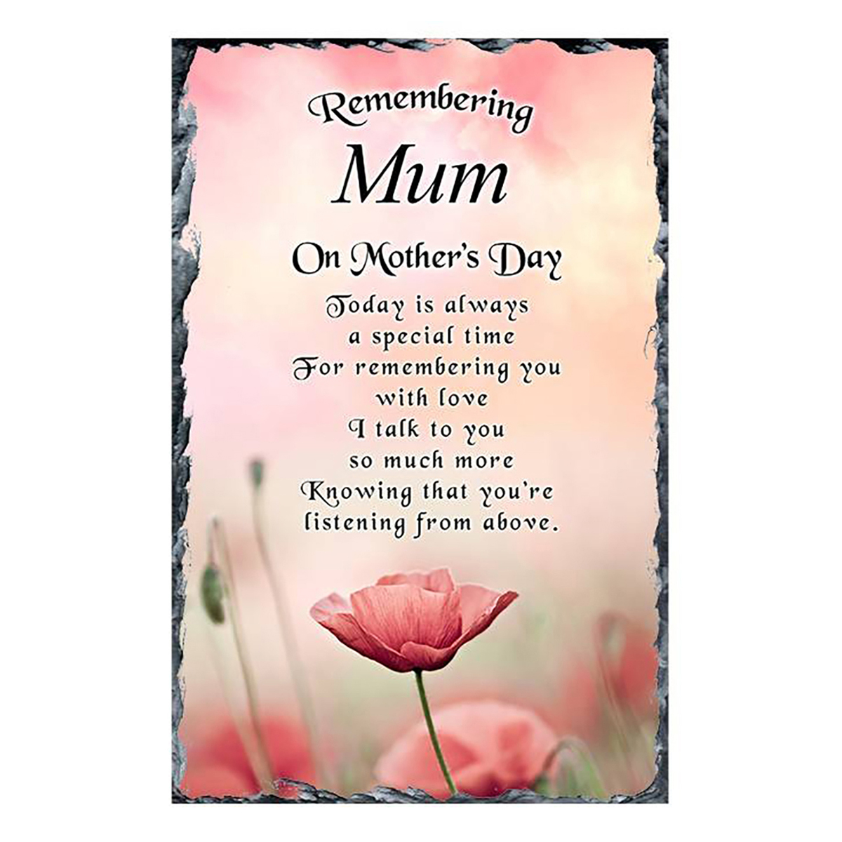 Personalised Mothers Day Remembrance Slate - Poppys From Heaven