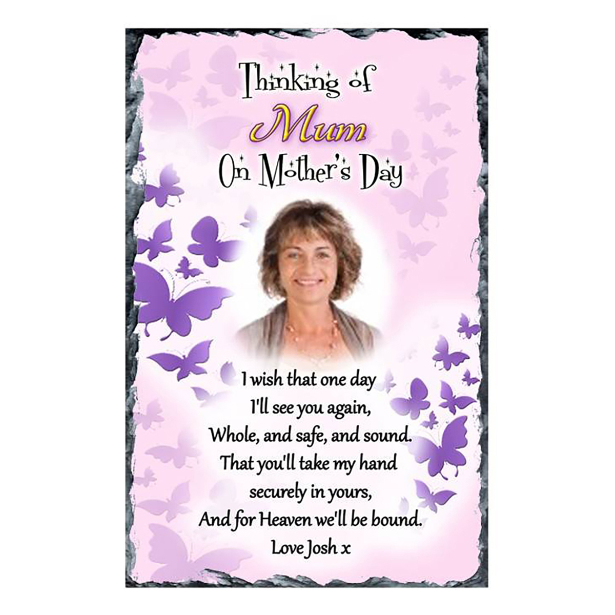 Personalsied Remembrance Slate - Butterfly Heaven with Photo