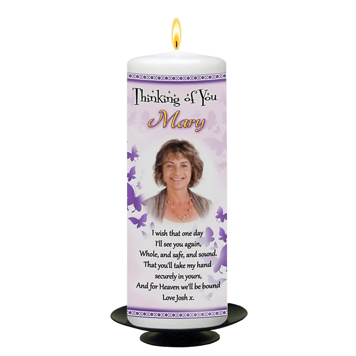 Personalised Remembrance Candle - Butterfly Heaven with Photo