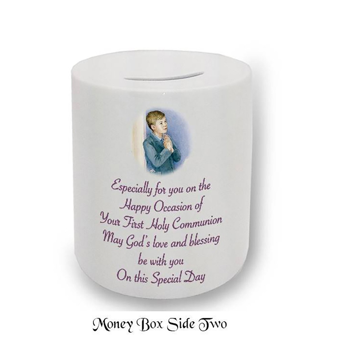Personalised Money Box Gift - 1st Holy Communion - Praying Boy