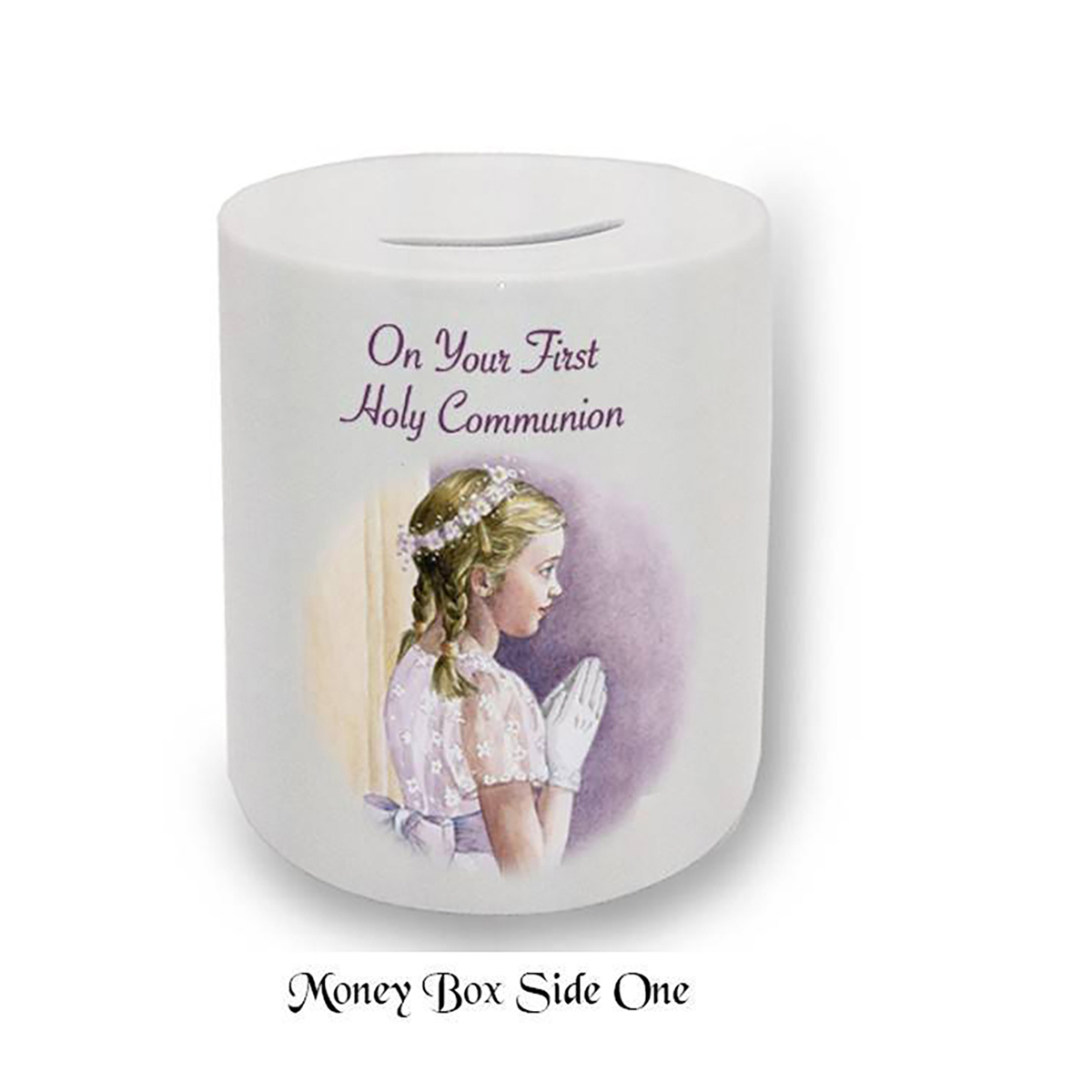 Personalised Money Box Gift - 1st Holy Communion - Praying Girl