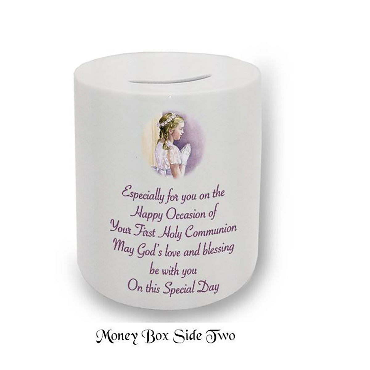 Personalised Money Box Gift - 1st Holy Communion - Praying Girl