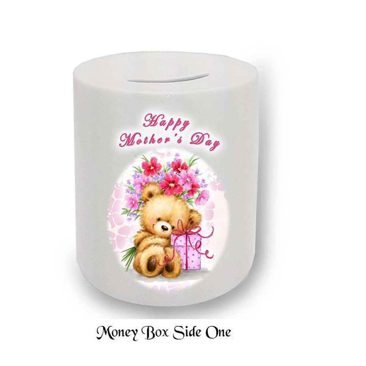 Personalised Mothers Day Money Box Gift - Teddy & Presents