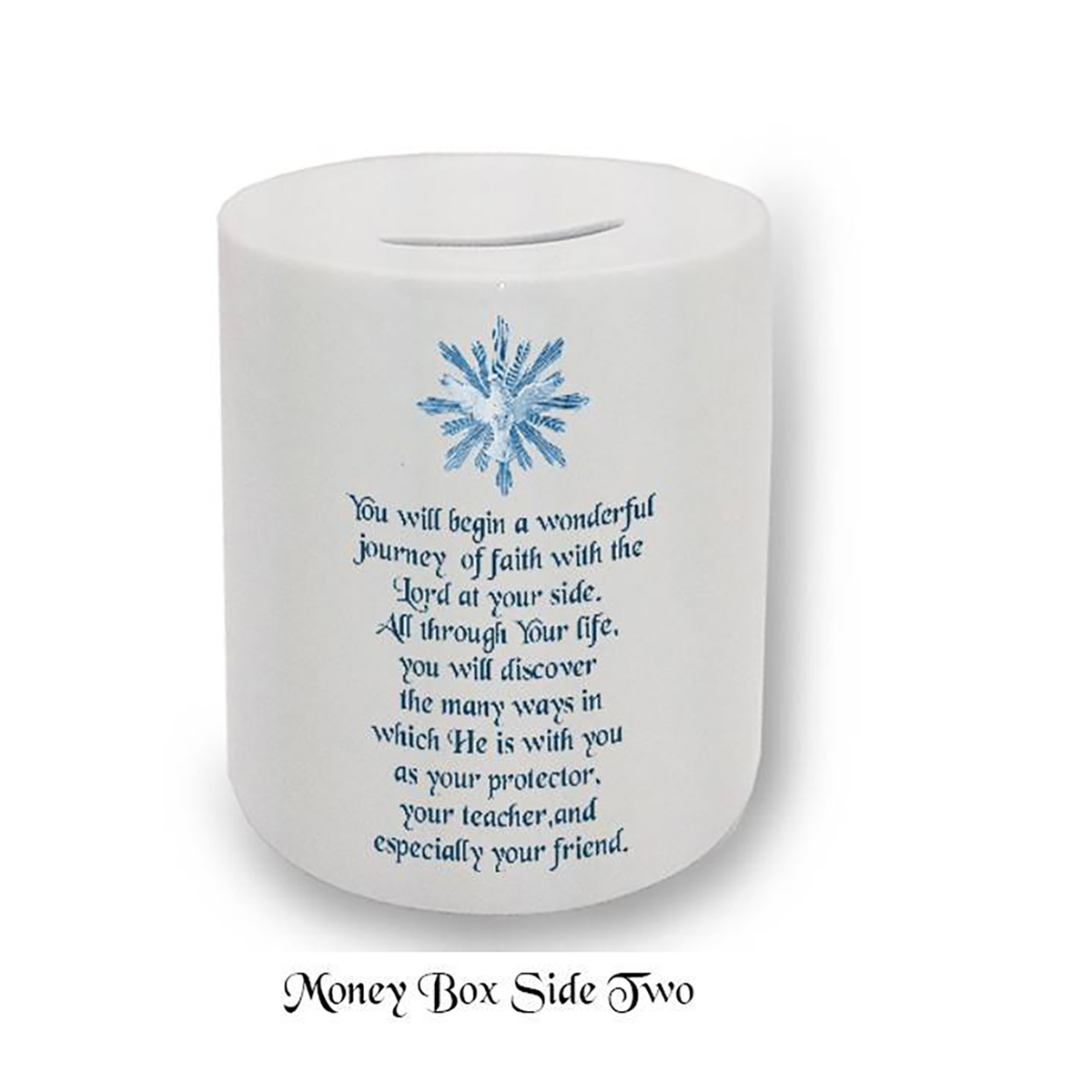 Personalised Confirmation Money Box - Open Dove Blue