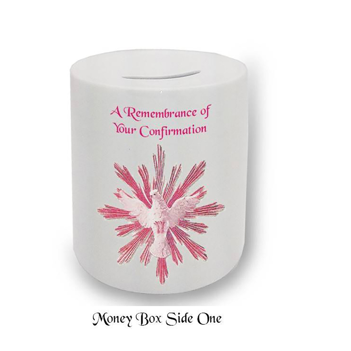 Personalised Confirmation Money Box - Open Dove Pink