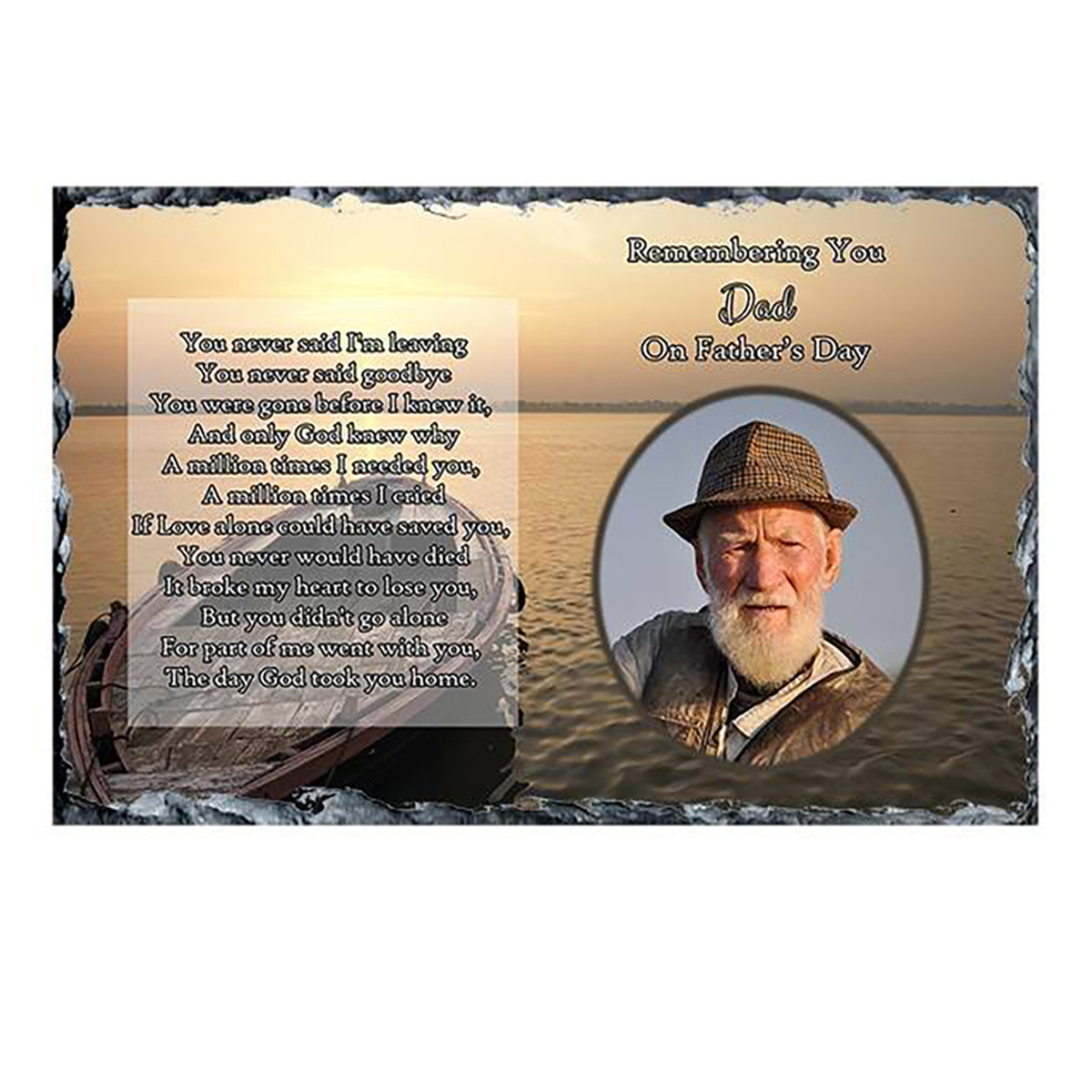 Personalsied Remembrance Slate - Boat Sunset Photo