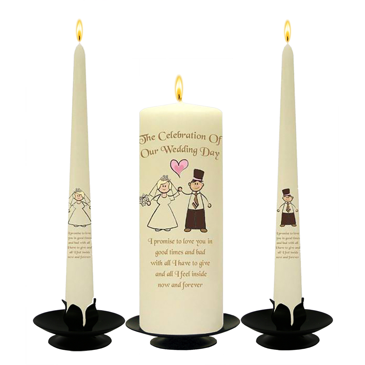 Personalised Wedding Candles - Happy Ever After Blonde Gold Script