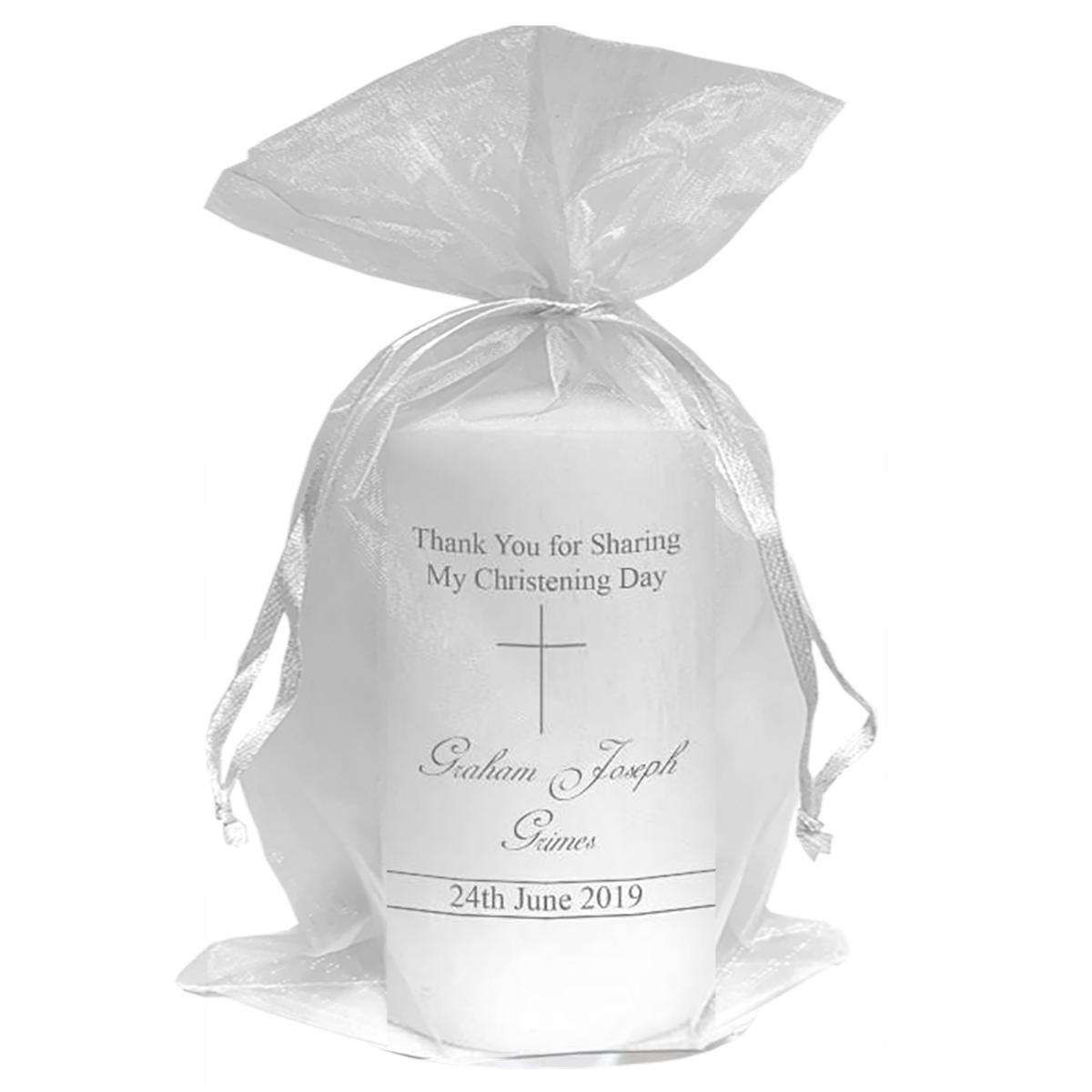Thank you Christening Favour - Thin Silver Cross & Script