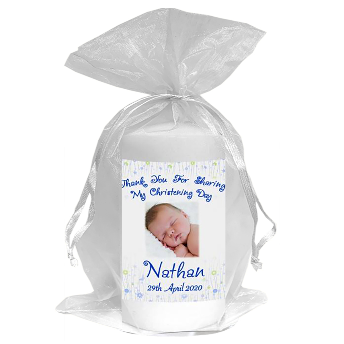 Thank you Christening Favour - All Things Nice Blue with Photo