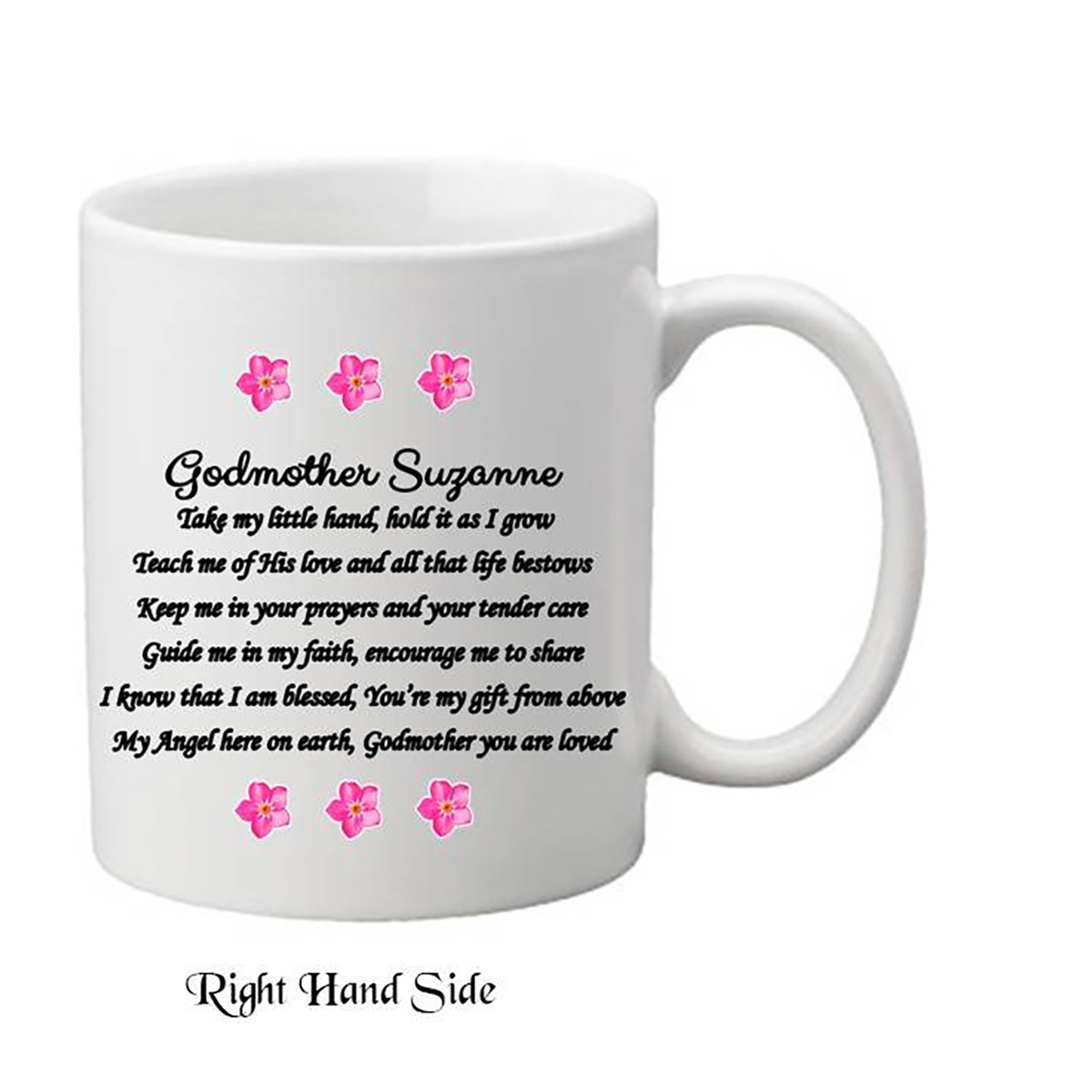 Personalised Godmother Mug Gift - Forget Me Knots Pink with Photo