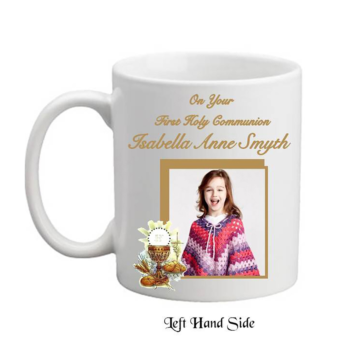 Personalised 1st Holy Communion Mug Gift - Girl Chalice & Bible with Photo