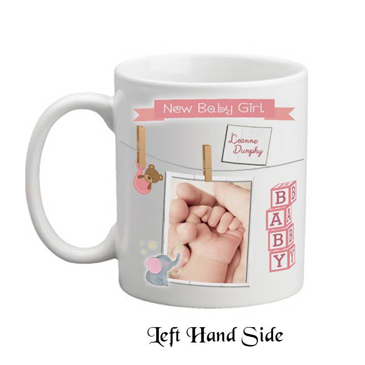 Personalised New Baby Money Box Gift - Girl & Hands Toys & Pegs