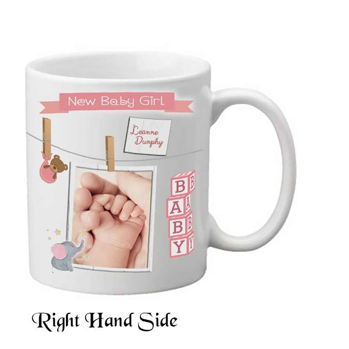Personalised New Baby Money Box Gift - Girl & Hands Toys & Pegs