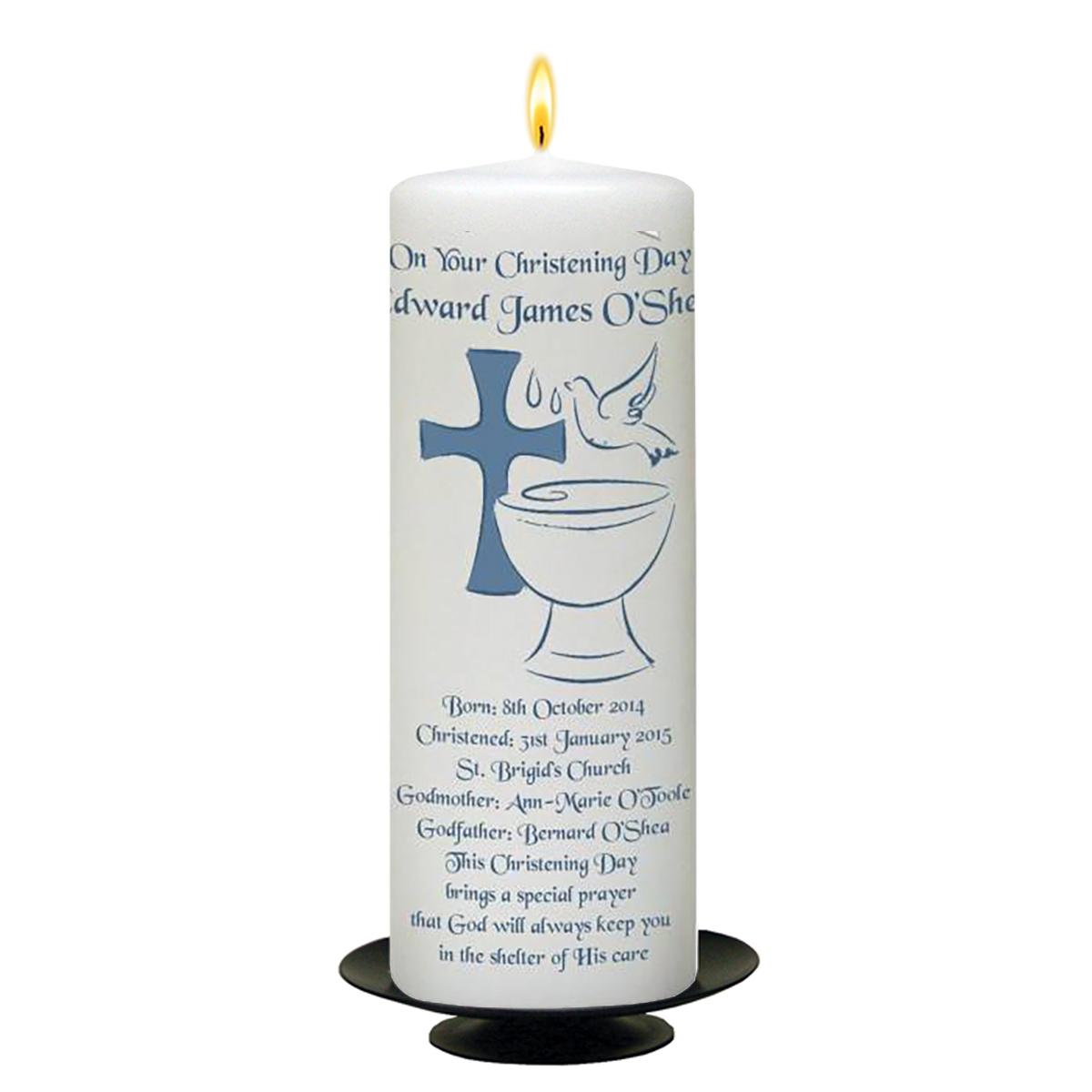 Personalised Boys Christening Candle - Font