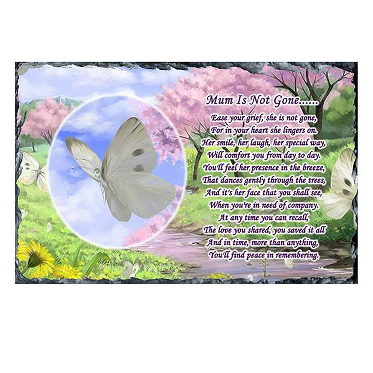 Personalsied Remembrance Slate - Butterfly & Blossom