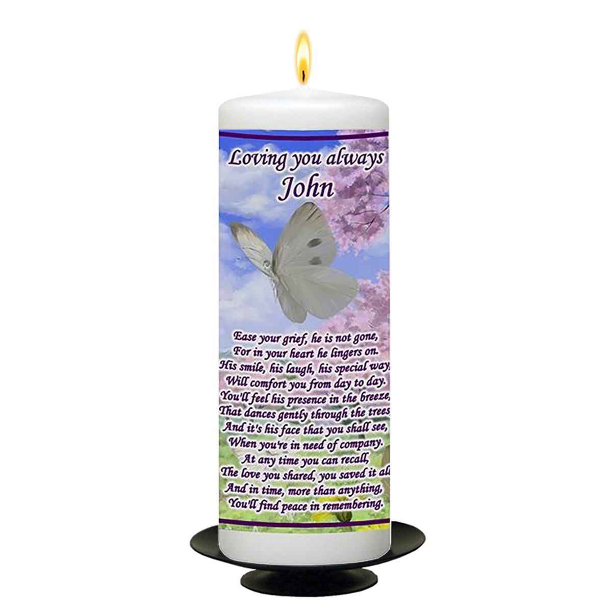 Personalised Remembrance Candle - Butterfly & Blossom