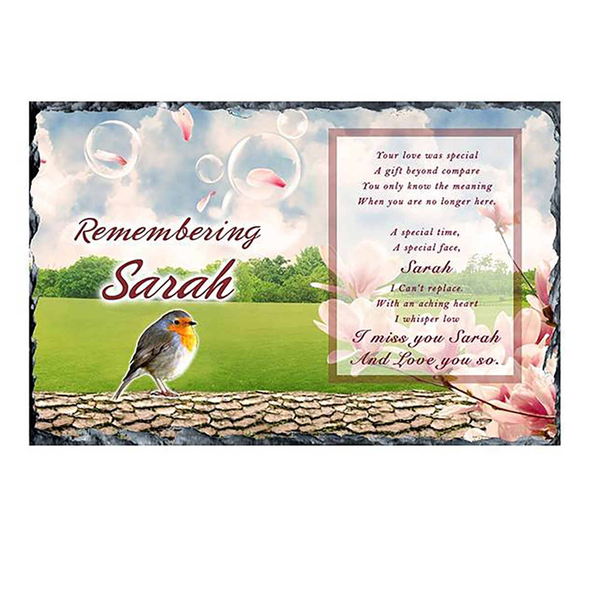 Personalsied Remembrance Slate - Bird & Bubbles