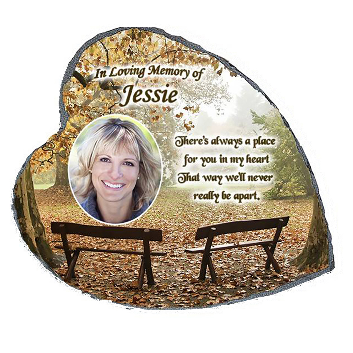 Personalsied Remembrance Slate - Benches with Photo Heart