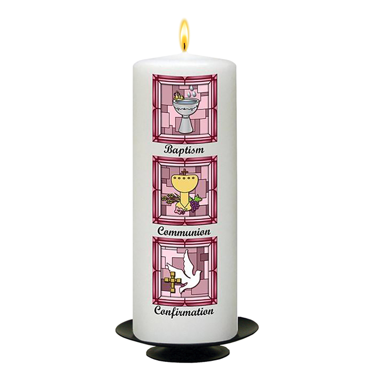 Personalised Girls Christening Candle - BCC Pink Font