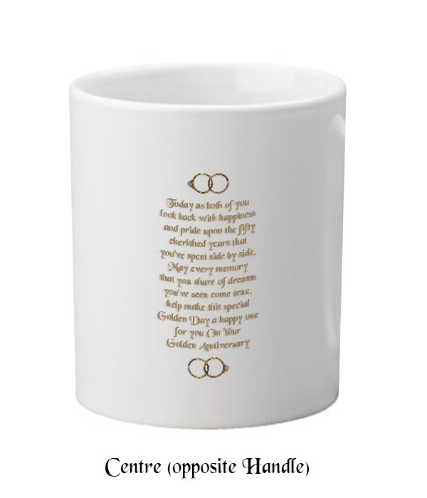 Personalised Wedding Anniversary Mug Gift - Golden (50th) Ribbons with Photo